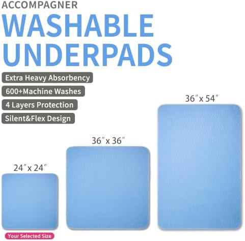 Accompagner Incontinence Bed Pads Washable Waterproof, Ultra-Absorbent Reusable - Image 4
