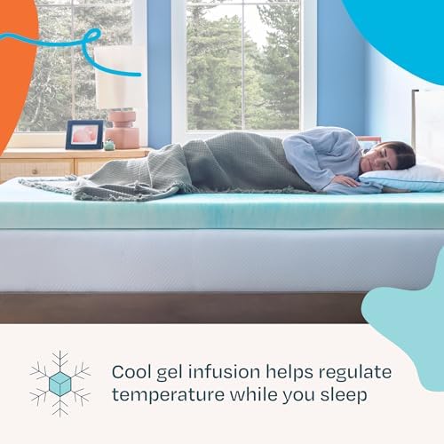 Linenspa 4 Inch Swirl Gel Memory Foam Mattress Topper, Queen Size – Cooling Gel - Image 2