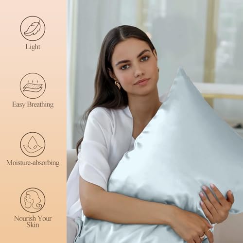 Silk Like Satin Body Pillowcase, Baby Blue, 1 Pack, 20x54 Inches - Image 2