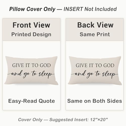 Christian Pillow Covers 12x20 Set of 2, Warm Cream Lumbar Case - Image 4