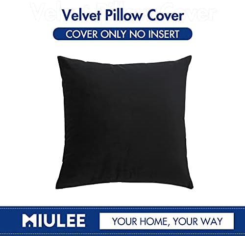 MIULEE 26x26 Inch Euro Velvet Throw Pillow Cover Set of 1 Black - Image 6