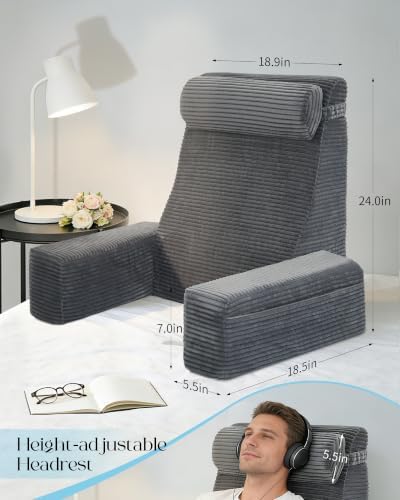 Seniny 24" Reading Pillow for Bed Adult - Image 2