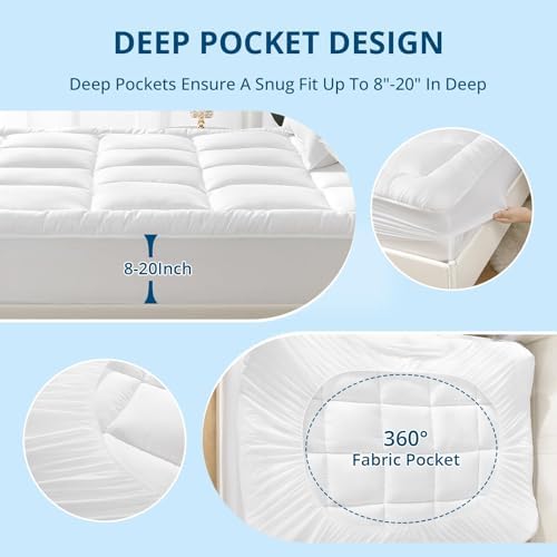 YUGYVOB California King Mattress Topper Thick, Cooling Plush Mattress Pad - Image 5