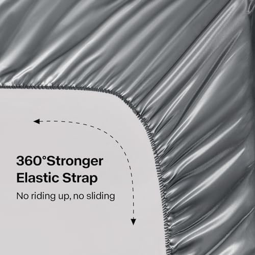 BEDELITE Satin Sheets Full Size Bed Set, Dark Grey, 4 Pieces - Image 4