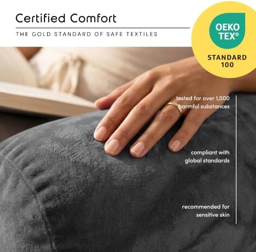 Nestl Reading Pillow for Bed, Back Pillow for Sitting Up in Bed, Dark Grey - Image 5