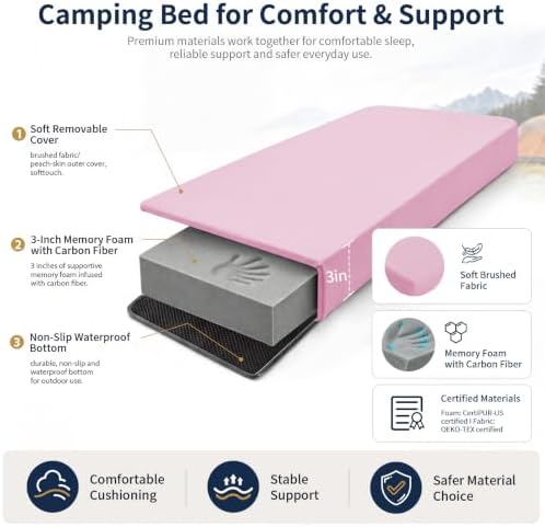 CYMULA Memory Foam Camping Mattress Pad, Sleeping Pad - Image 4