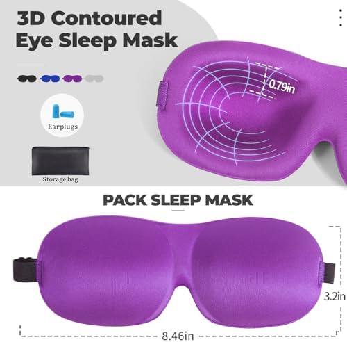 4 Pack Sleep Mask for Women and Men Adjustable Blackout 3D Eye Masks for Sleep - Image 2
