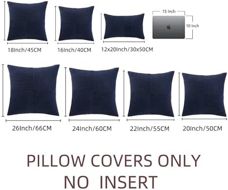 Fancy Homi 2 Packs Navy Blue Big Decorative Throw Pillow Covers 24x24 Inch - Image 7