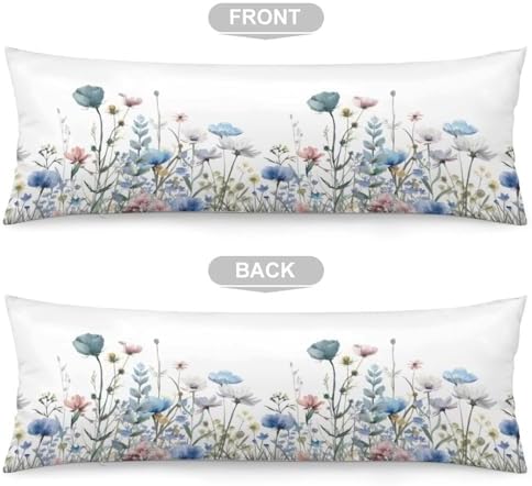 Watercolor Floral Body Pillow Cover Boho Pillowcase - Image 3