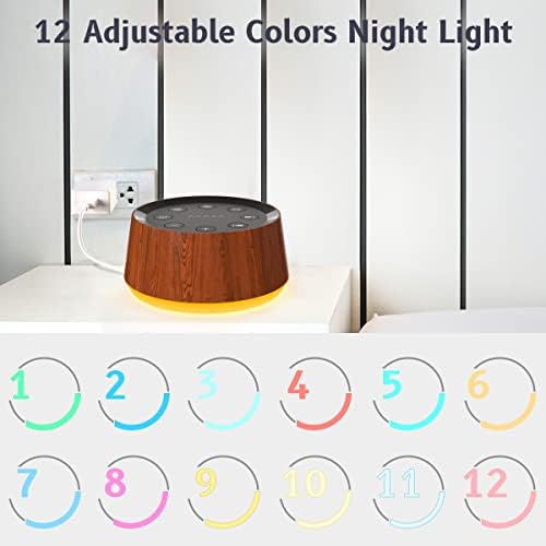Brown Noise Sound Machine with 30 Soothing Sounds 12 Colors Night Light White - Image 3
