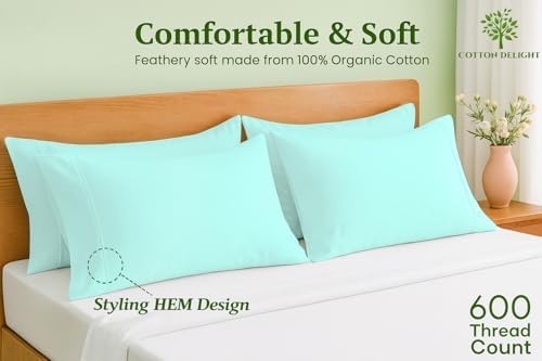 Cotton Delight 100% Organic Cotton Standard Pillowcases Set of 2 – 600 Thread - Image 2