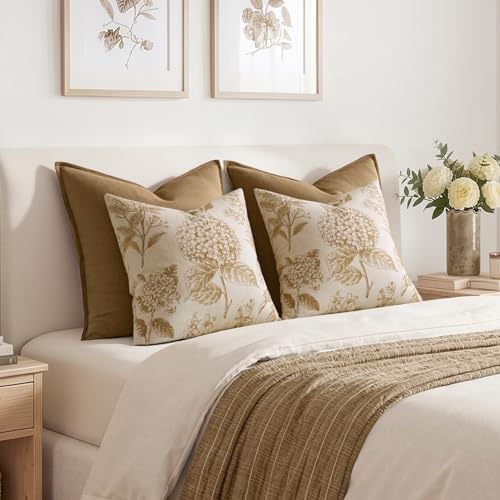 Set of 2 Decorative Floral Pillow Covers 20x20 Inch Light Yellow - Image 6