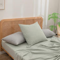 BESTOUCH Washed Cotton Pillowcases Linen Feel Sage Green Euro by BESTOUCH