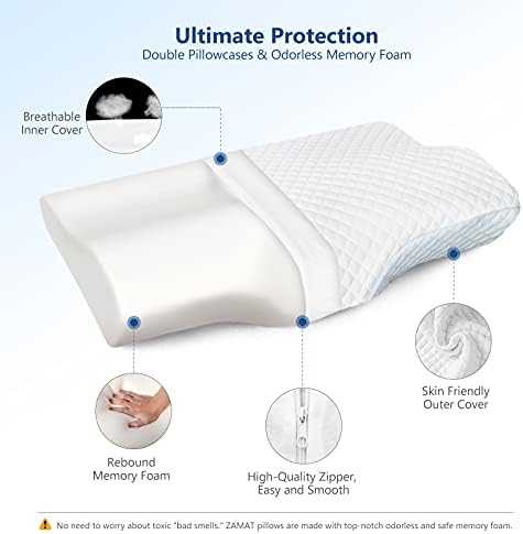 ZAMAT Memory Foam Pillow for Neck Pain Relief, Adjustable Ergonomic Cervical - Image 5