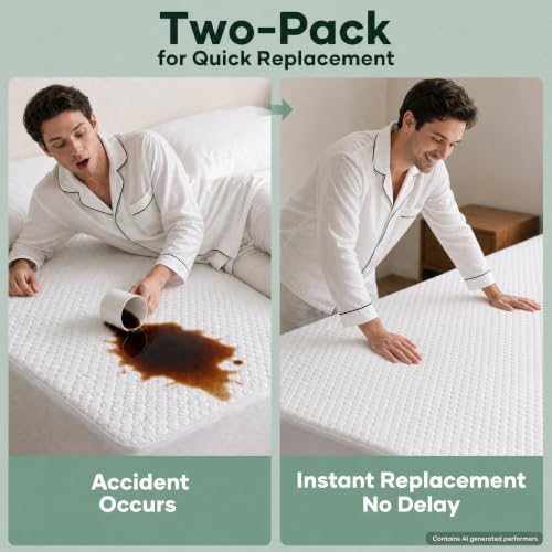 OhGeni 100% Waterproof Mattress Protector, Fitted Sheet, Twin-2 Pack - Image 3