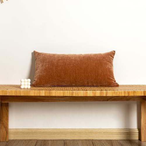 JoraLion Chenille Lumbar Pillow Covers 14X26 inch Dark Orange - Image 2