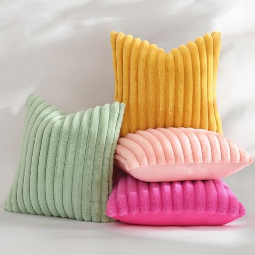 decorUhome Fall Faux Fur Throw Pillow Covers 26x26 Set of 2 Sage Green - Image 5