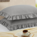 Ruffled Pillow Cases, Dark Grey, Standard 20"x26" by Cobedzy