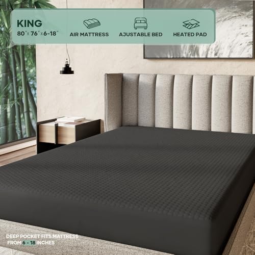 OhGeni 100% Waterproof Mattress Protector, King Size Gray Soft Bamboo Viscose - Image 6