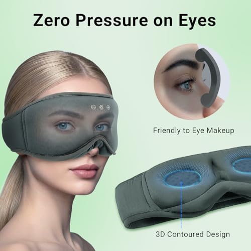 Bamboo Cotton Sleep Mask with Bluetooth Headphones, 100% Blackout - Image 3