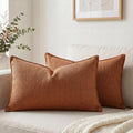 Fancy Homi Set of 2 Rust 14x24 Inch Soft Chenille Decorative Throw Pillow Covers by Fancy+Homi