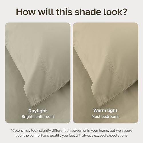 California Design Den 100% Organic Cotton Full Bed Sheets Set, Soft Taupe - Image 5