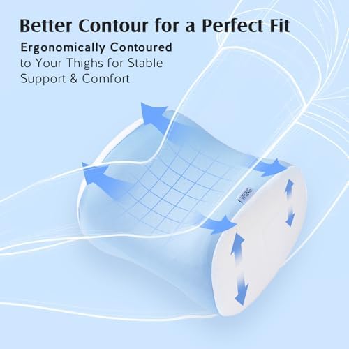 YFONG Knee Pillow for Side Sleepers, Breathable Memory Foam Leg Pillow Blue - Image 4