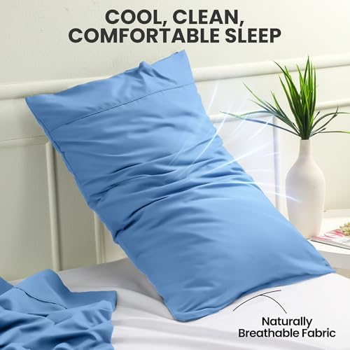 Pillow Covers Queen Set of 4, Soft and Comfy Pillow Cases, Dutch Blue - Image 5