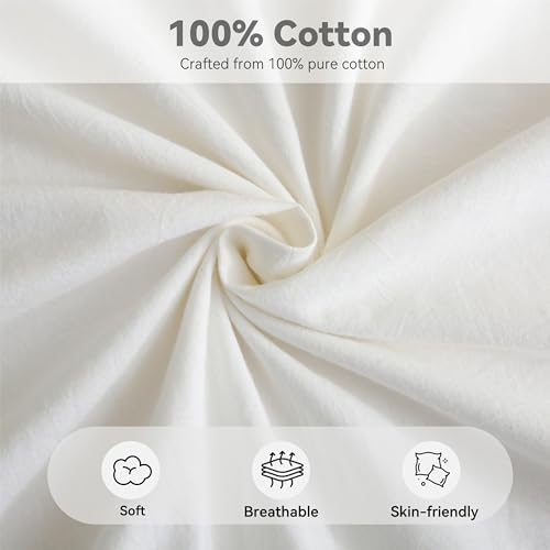 Off White Ruffled Body Pillow Cover 20x54, Washed Cotton Sham - Image 3