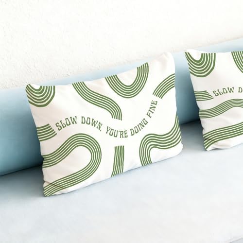 Slow Down You're Doing Fine Inspirational Sage Green Pillow Cover 12x20 - Image 4