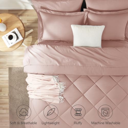 CozyLux Queen Comforter Set 88"x88" Dusty Pink - Image 2