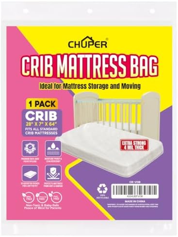 Crib Mattress Storage Bag, Heavy Duty Crib Mattress Moving Bag, Fits 28" x 64" by Unknown