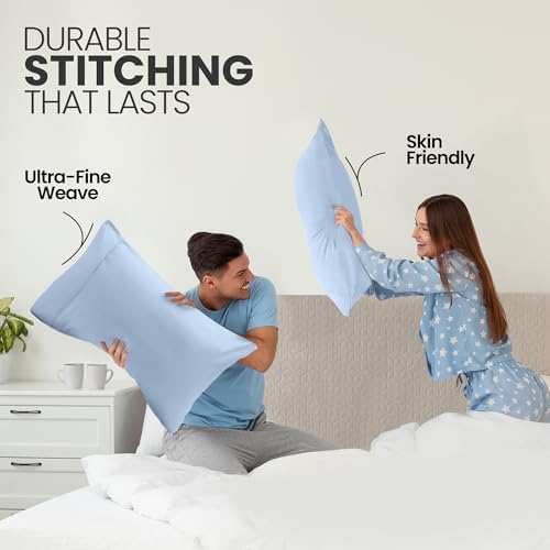 Pillow Cases Queen Size Set of 2, Ultra Soft Comfy Pillow Covers, Ice Blue - Image 4