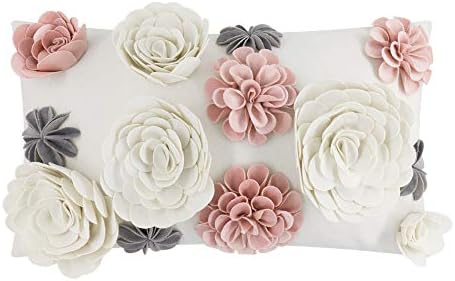 KINGROSE Soft Velvet 3D Flower Accent Throw Pillow Cover, 12x20 Inch by KINGROSE