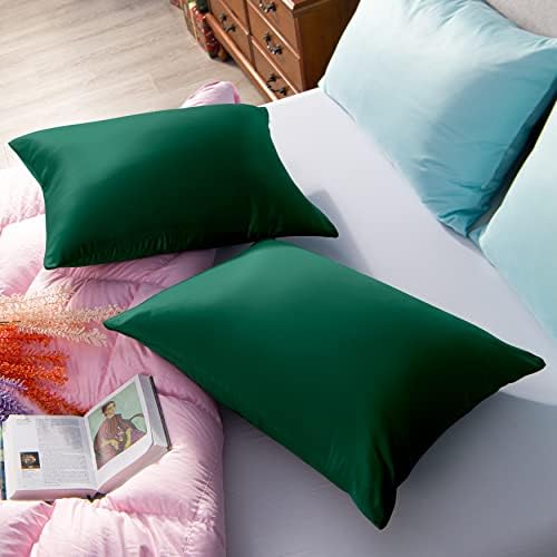 NTBAY Standard Satin Pillowcases, Dark Green - Image 5