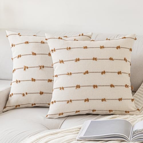 YEENAASY Boho Throw Pillow Covers 16x16 Set of 2 Farmhouse Pillow Cases by YEENAASY
