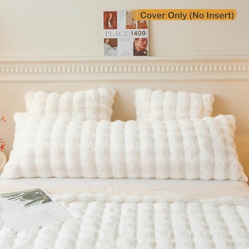 LIFEREVO Fluffy Faux Rabbit Fur Body Pillow Cover 20"x54" - Image 2