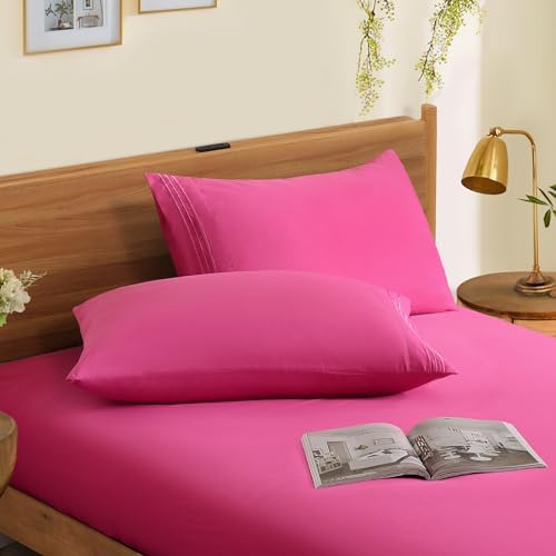 Horbaunal Microfiber Pillowcases Queen Size, Hot Pink, 2 Pack - Image 3