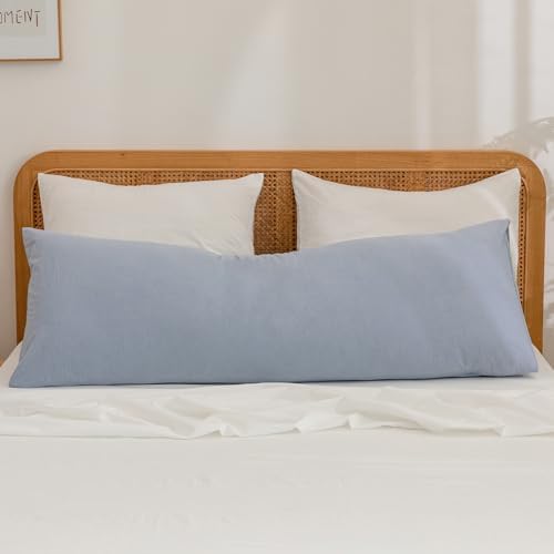 BESTOUCH Washed Cotton Pillowcases Linen Feel Off White Euro - Image 3