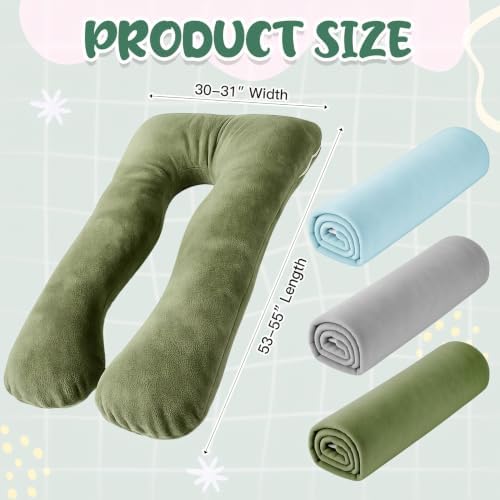 Hahafelt 3 Pcs U-Shaped Pregnancy Pillow Cover, Crystal Velvet - Image 2