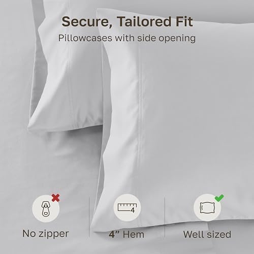 California Design Den 600 TC Set of 2 Pillow Case King, Light Silver - Image 4