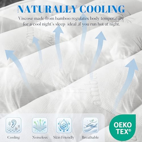 Ubauba 100% Waterproof Full Size Mattress Topper, Viscose Made from Bamboo - Image 2