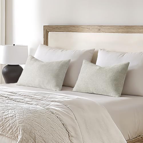 MIULEE Dercorative Lumbar Throw Pillow Covers 12x20 Inch Grey-White 2 Pack - Image 4