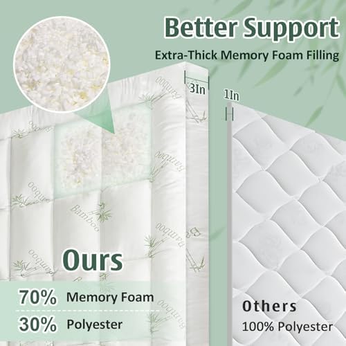 DOWNCOOL 3 Inch King Mattress Topper, Breathable Bamboo Viscose Air Layer - Image 2