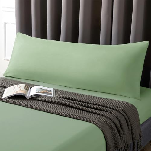 MILVOWOC Brushed Microfiber Body Pillowcases, 20x55 Inch, Sage Green - Image 2