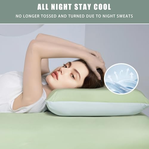 TELUS Cooling Pillowcases for Hot Sleepers Queen Size 2-Pack, Silky Soft - Image 4