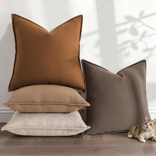 decorUhome Fall Brick Linen Throw Pillow Covers 18x18 Set of 2 - Image 7