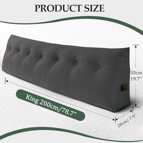 Headboard Pillow King, Wall Backrest Wedge Pillow Headboard, Dark Gray - Image 2