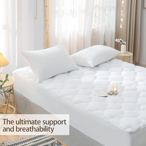 WhatsBedding Waterproof Mattress Topper Twin XL Size Cotton Top Down - Image 3