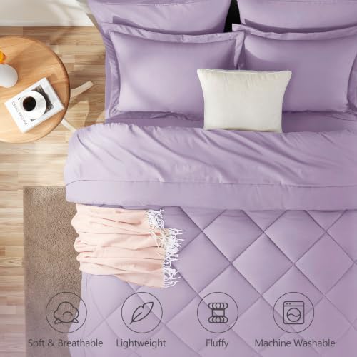 CozyLux Full Comforter Set 82"x86" Light Purple - Image 2